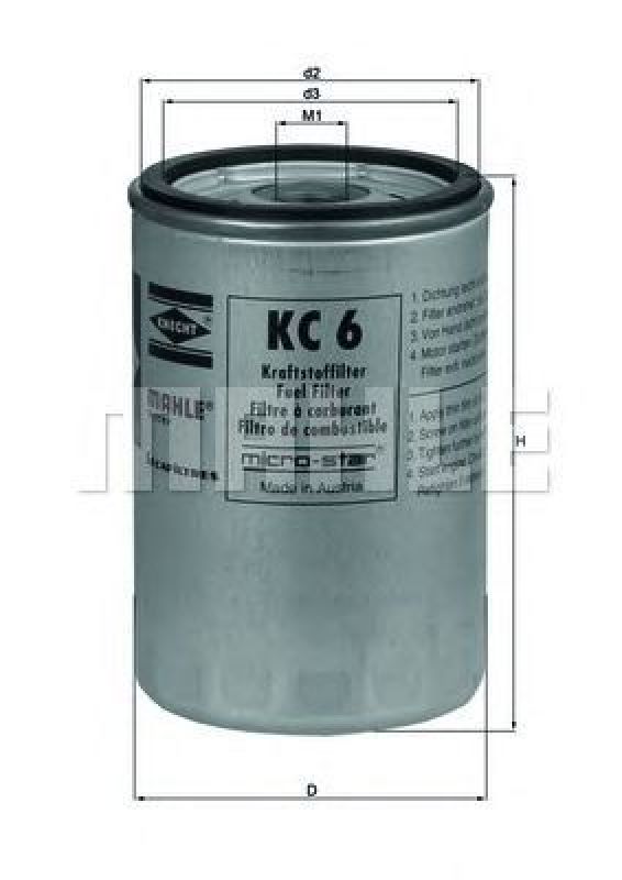 KC 6 KNECHT 77639214 - Fuel filter IVECO, ASTRA, NEOPLAN, DEUTZ-FAHR, FENDT