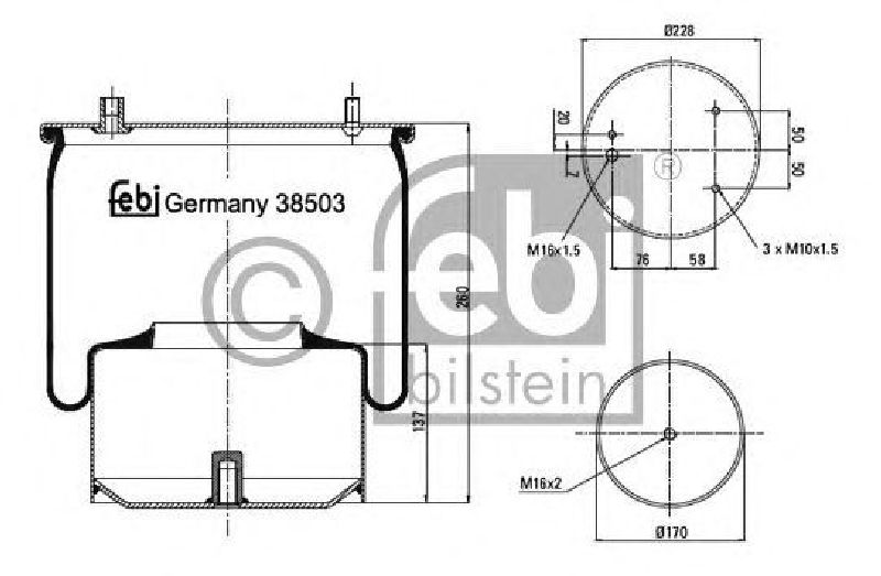 FEBI BILSTEIN 38503 - Boot, air suspension Rear Axle left and right DAF