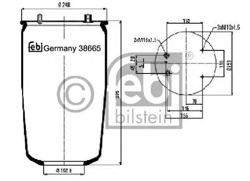 FEBI BILSTEIN 38665 - Boot, air suspension Rear Axle left and right DAF, VOLVO