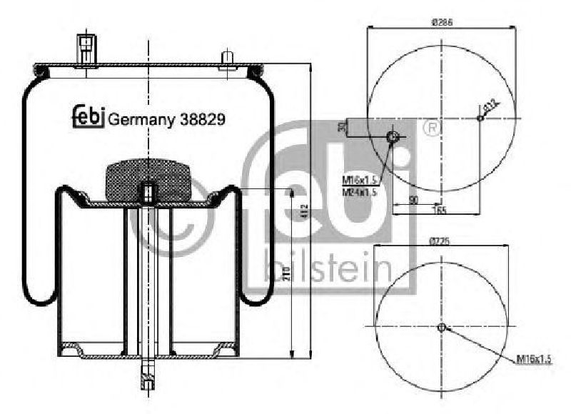 FEBI BILSTEIN 38829 - Boot, air suspension Rear Axle left and right RENAULT TRUCKS, VOLVO