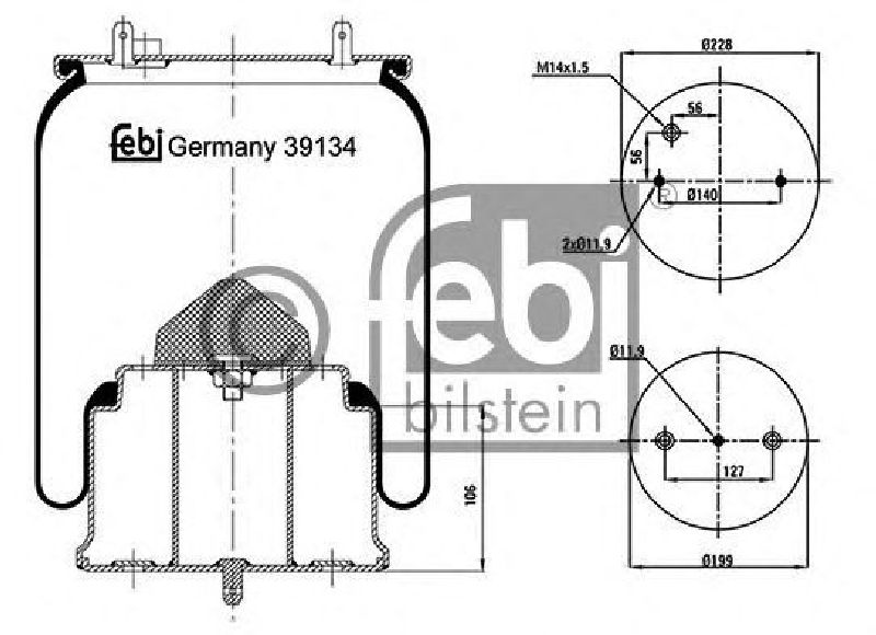 FEBI BILSTEIN 39134 - Boot, air suspension Rear Axle left and right SCANIA