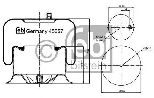 FEBI BILSTEIN 45657 - Boot, air suspension Trailing Axle MERCEDES-BENZ