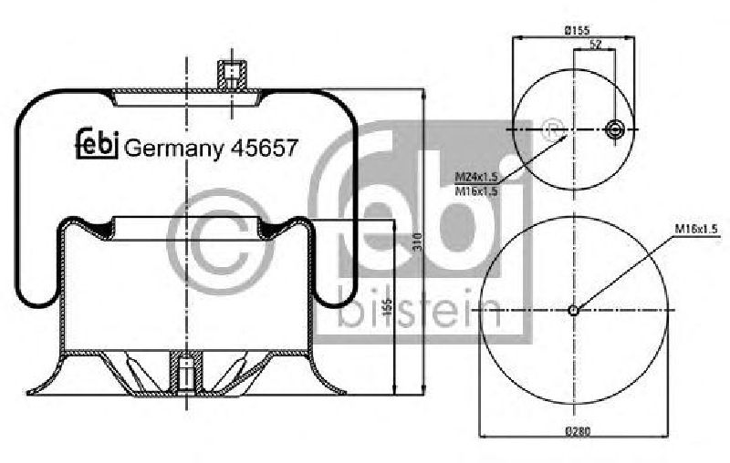 FEBI BILSTEIN 45657 - Boot, air suspension Trailing Axle MERCEDES-BENZ