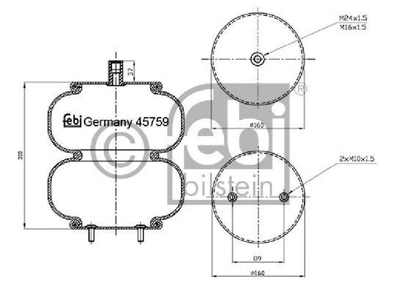 FEBI BILSTEIN 45759 - Boot, air suspension Leading Axle VOLVO, RENAULT TRUCKS