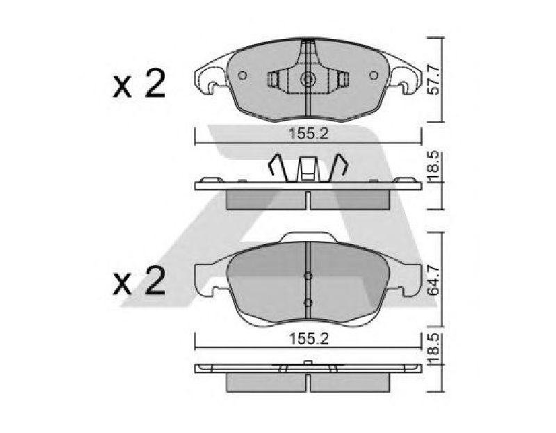 AISIN BPCI-1002 - Brake Pad Set, disc brake Front Axle CITROËN, KIA, PEUGEOT, DS