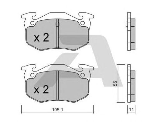 AISIN BPCI-2001 - Brake Pad Set, disc brake Rear Axle PEUGEOT, CITROËN