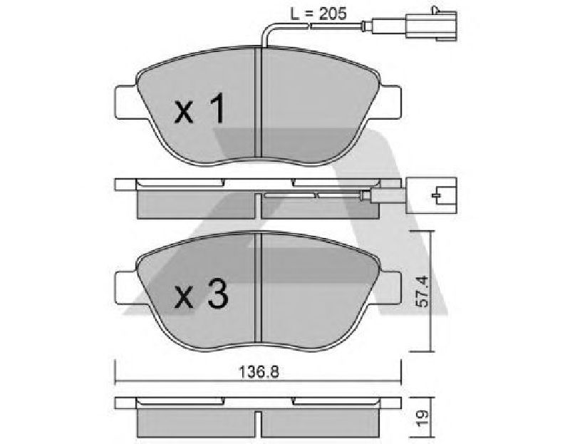 AISIN BPFI-1014 - Brake Pad Set, disc brake FIAT, ABARTH, CITROËN, PEUGEOT, LANCIA, VAUXHALL, OPEL