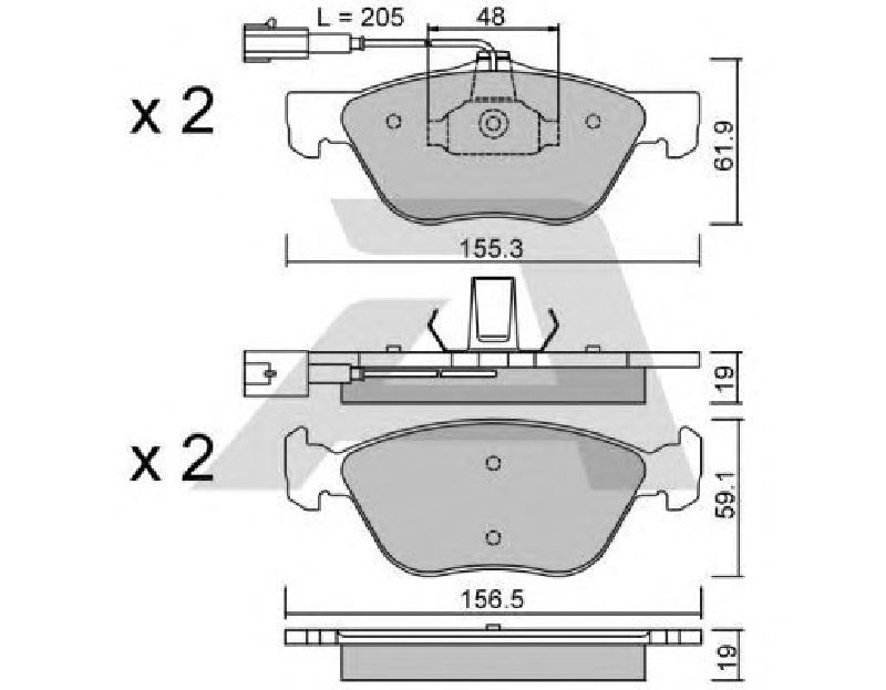 AISIN BPFI-1030 - Brake Pad Set, disc brake Front Axle FIAT, ALFA ROMEO