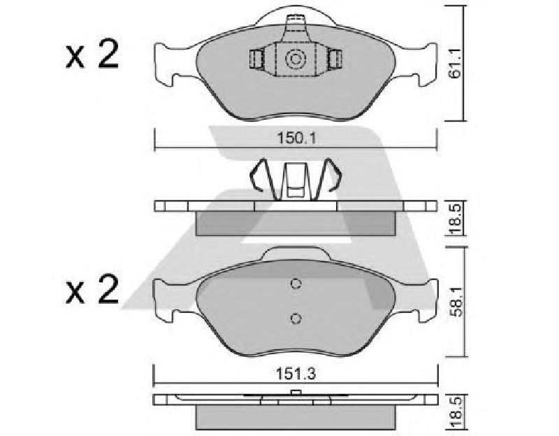 AISIN BPFO-1008 - Brake Pad Set, disc brake Front Axle FORD, MAZDA