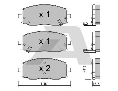 AISIN BPKI-1001 - Brake Pad Set, disc brake Front Axle KIA, HYUNDAI