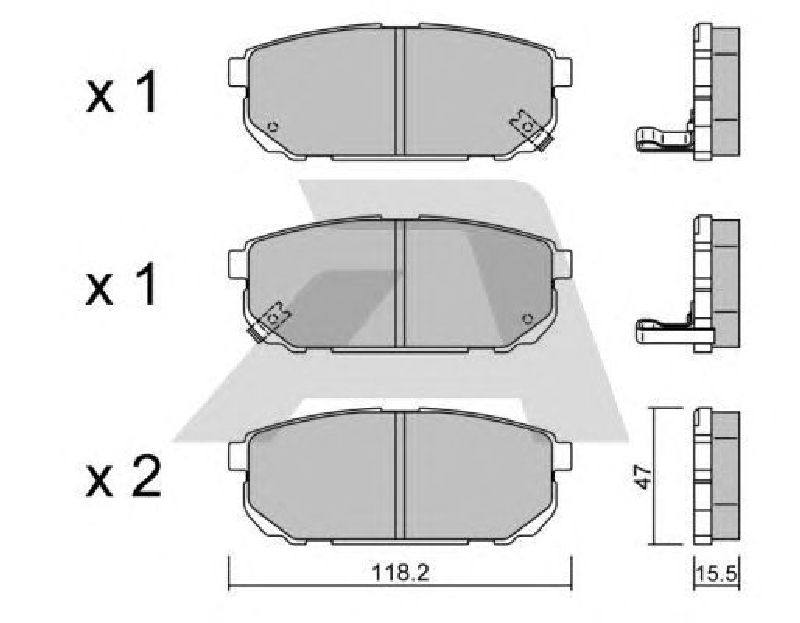 AISIN BPKI-2001 - Brake Pad Set, disc brake Rear Axle KIA