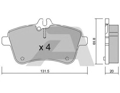 AISIN BPMB-1008 - Brake Pad Set, disc brake Front Axle MERCEDES-BENZ