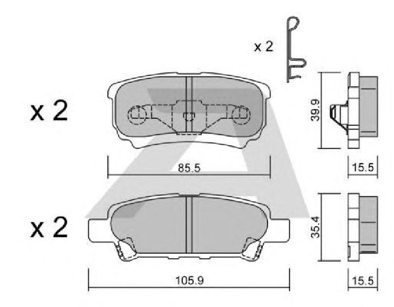 AISIN BPMI-2001 - Brake Pad Set, disc brake Rear Axle MITSUBISHI, DODGE, CHRYSLER, JEEP