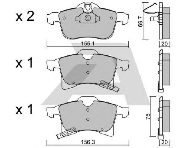 AISIN BPOP-1002 - Brake Pad Set, disc brake Front Axle VAUXHALL, OPEL