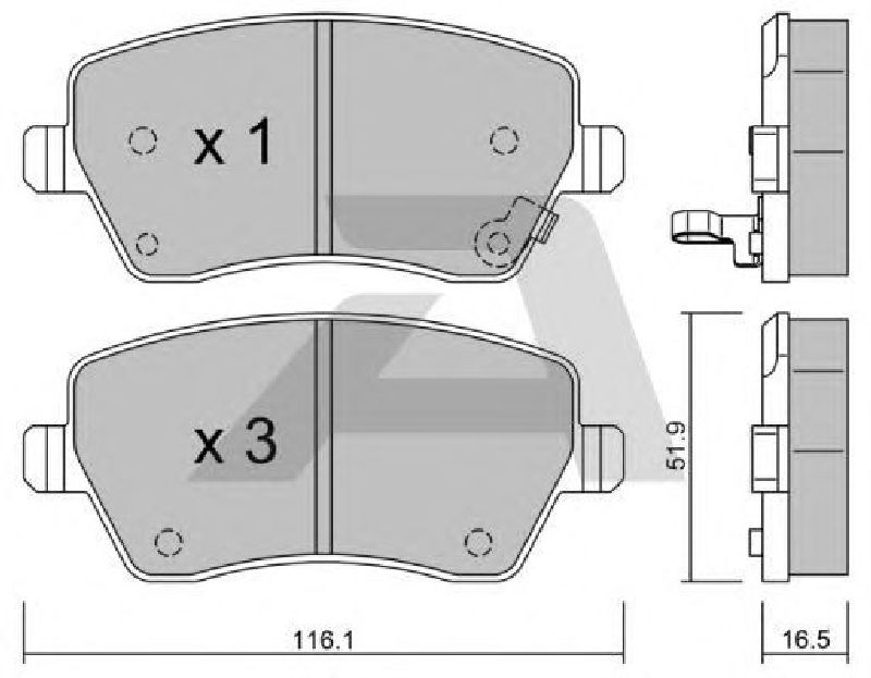 AISIN BPOP-1008 - Brake Pad Set, disc brake Front Axle SUZUKI, OPEL, VAUXHALL