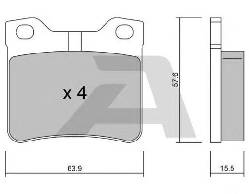 AISIN BPPE-2008 - Brake Pad Set, disc brake Rear Axle PEUGEOT