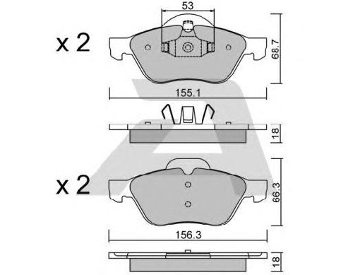 AISIN BPRE-1010 - Brake Pad Set, disc brake Front Axle RENAULT