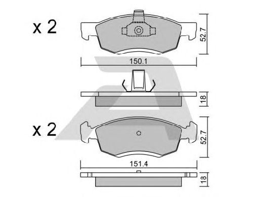 AISIN BPRE-1012 - Brake Pad Set, disc brake Front Axle DACIA, RENAULT, LADA