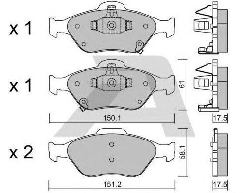 AISIN BPTO-1002 - Brake Pad Set, disc brake Front Axle TOYOTA