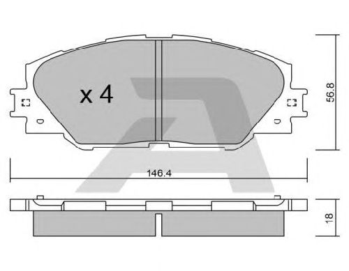 AISIN BPTO-1011 - Brake Pad Set, disc brake Front Axle TOYOTA