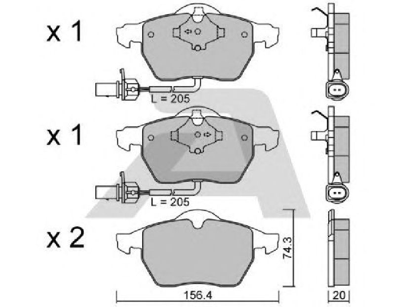 AISIN BPVW-1010 - Brake Pad Set, disc brake Front Axle AUDI, SEAT